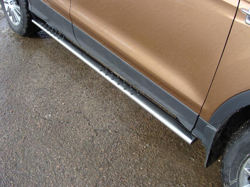 Пороги овальные с проступью 75х42 мм для автомобиля Ford Kuga 2016-, TCC Тюнинг FORKUG17-30