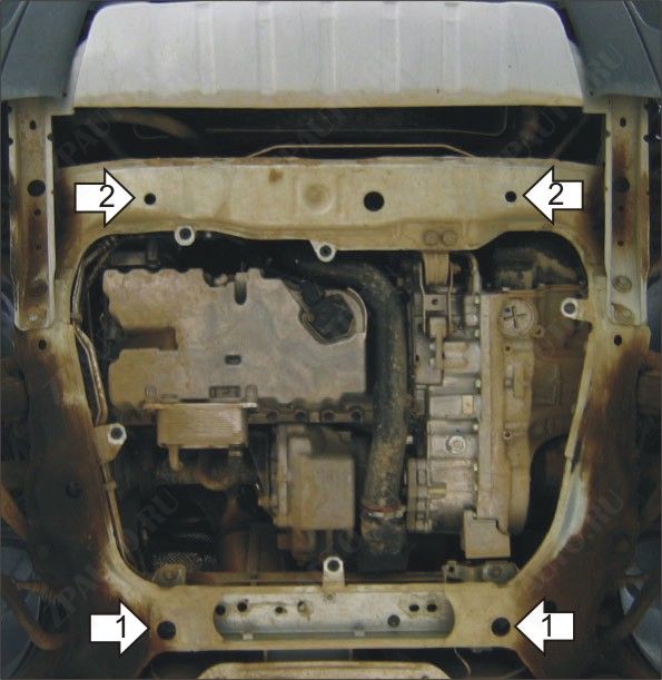 Защита двигателя, кпп стальная Motodor для Volvo XC90 2002-2015 (2 мм, сталь), 02619