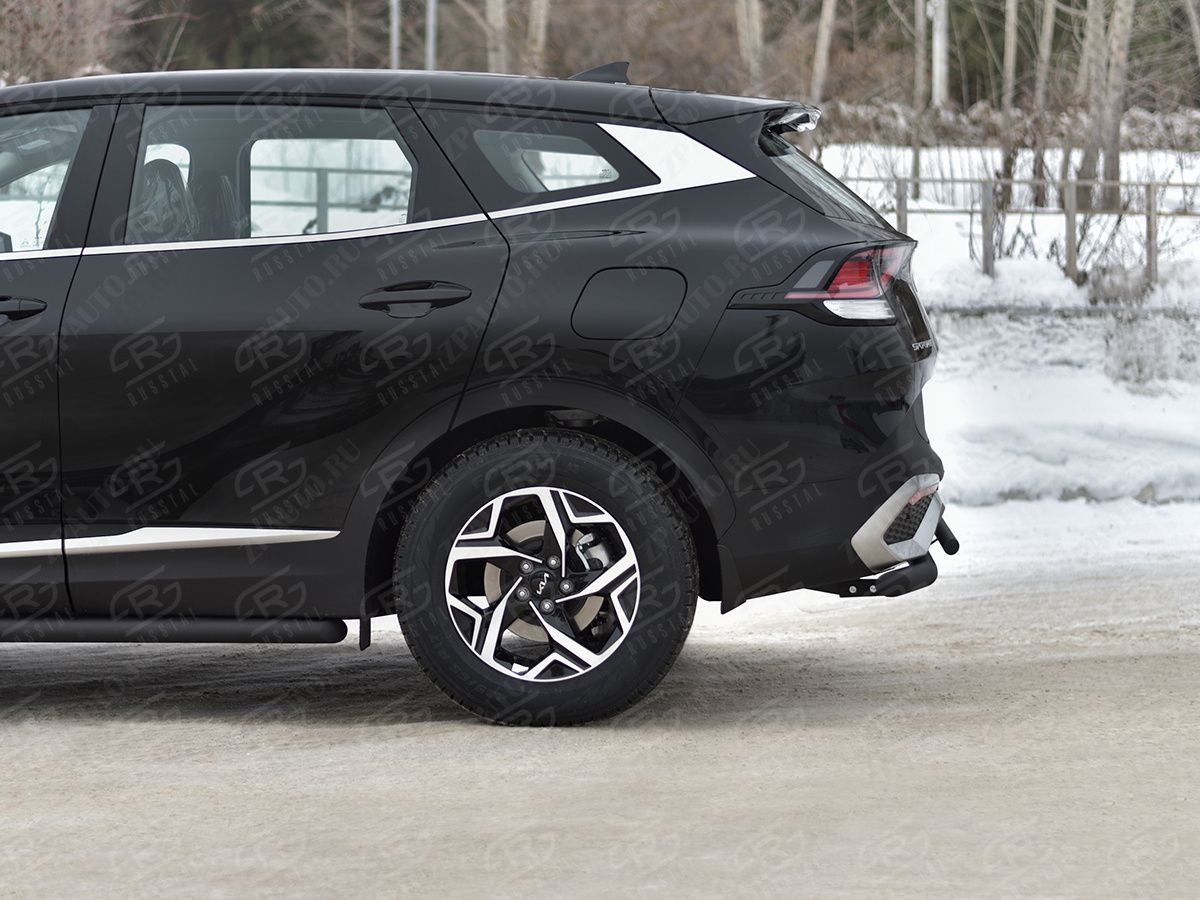 KIA SPORTAGE 2021- Защита заднего бампера d57 секции-d42дугаblack (NOT STYLE AND X-LINE) KSZ-004035CH