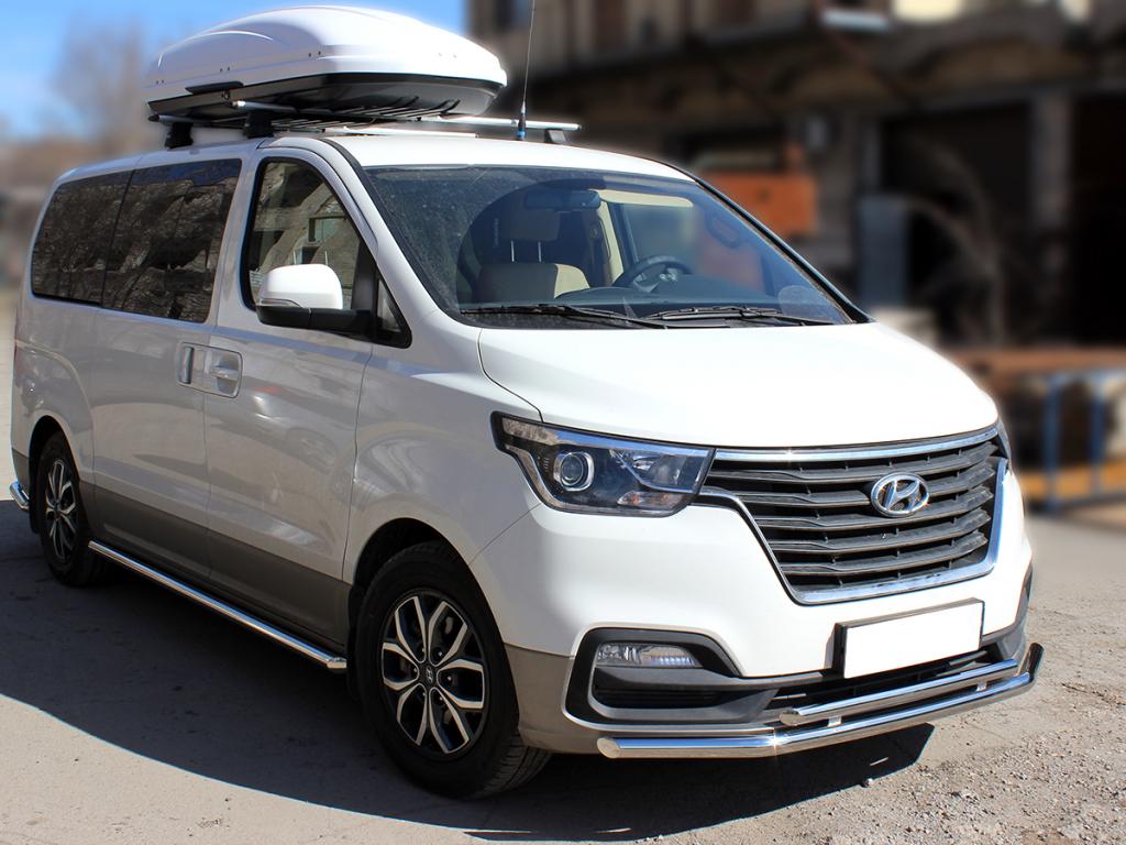 Пороги труба d-53 для автомобиля Hyundai H1 2017-наст.вр., Технотек, арт. HYH117_2