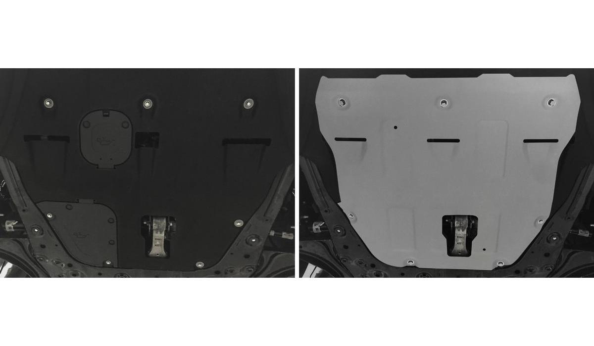 Защита картера и КПП Rival для Hyundai Sonata VIII DN8 2019-н.в., штампованная, алюминий 3 мм, с крепежом, 333.2383.1