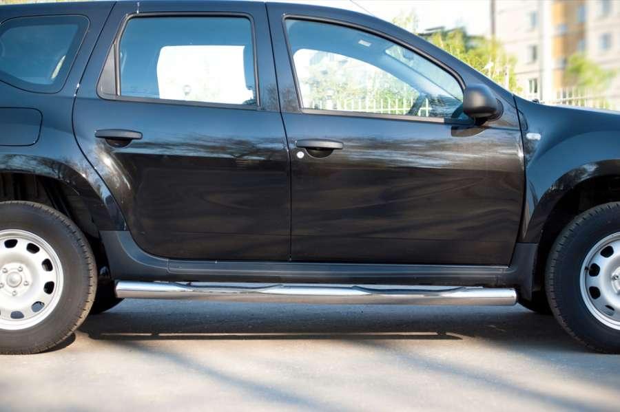 Пороги труба d76 с накладками вариант 3 для Renault Duster 4x2, Slitkoff RD2T-0004393