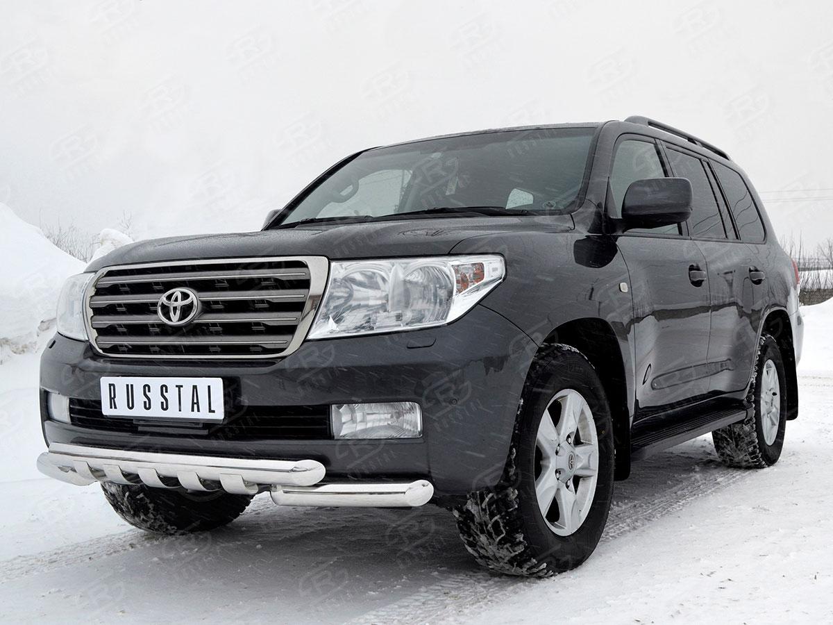 Защита переднего бампера d76/76х2 дуги с клыками LCZ-000211 для Toyota Land Cruiser 200 2007-2012, Slitkoff