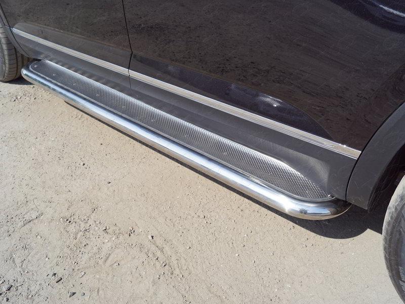 Пороги с площадкой (нерж. лист) 60,3 мм для автомобиля Volkswagen Teramont 2018-, TCC Тюнинг VWTER18-34