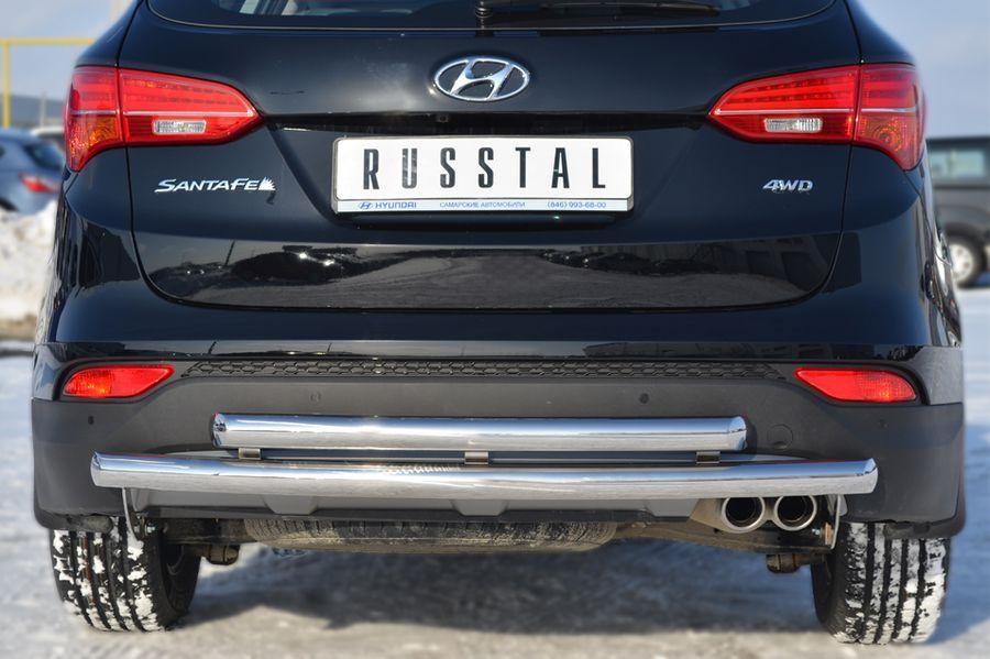 Защита заднего бампера d57/57 для Hyundai Santa Fe 2012, Slitkoff HSFZ-001226