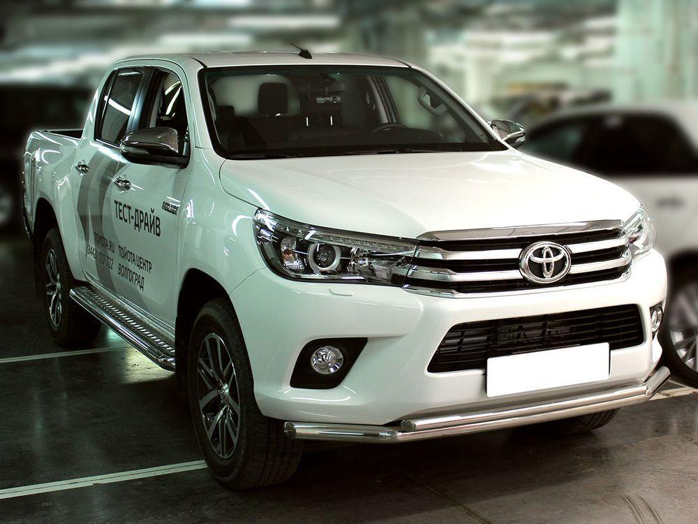 Пороги с листом d-60 для Toyota Hilux 2015, Технотек TH15_2