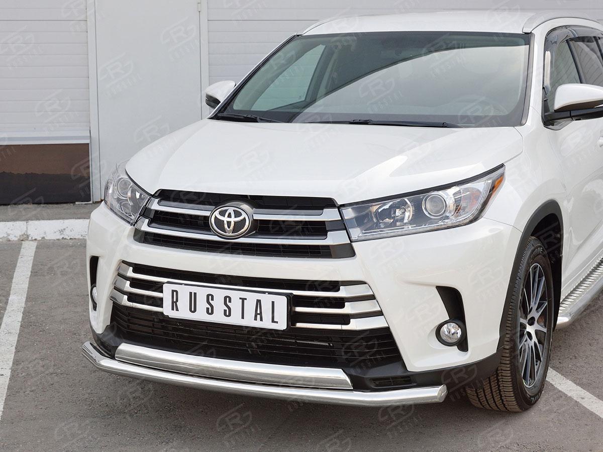 Защита переднего бампера d57/75х42 на Toyota Highlander 2016, Slitkoff THRZ-002617