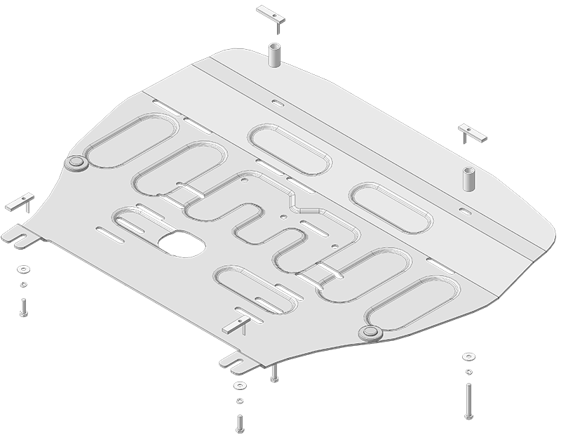 Защита алюминиевая Мотодор (Двигатель, Коробка переключения передач), 4 мм, алюминий для KIA Sorento 2020- арт. 340901