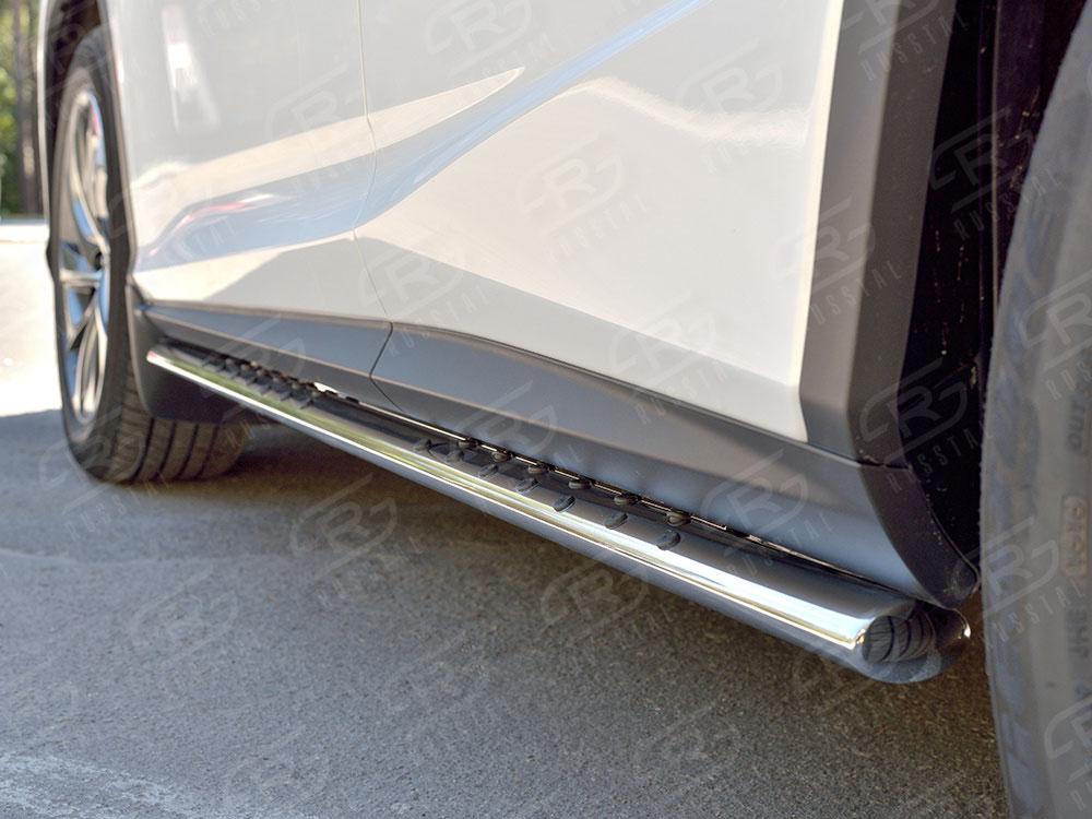 Пороги труба d75х42 овал с проступью для Lexus RX 200t 2015, Руссталь LRX2O-002372