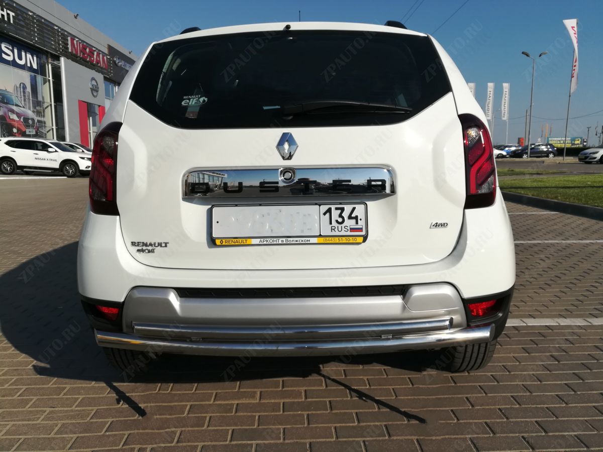 Защита заднего бампера двойная d60/42 для Renault Duster 4x2, RD.11.15, Россия