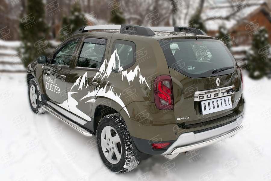 Защита заднего бампера d75х42 на Renault Duster 2015, Slitkoff RDZ-002183