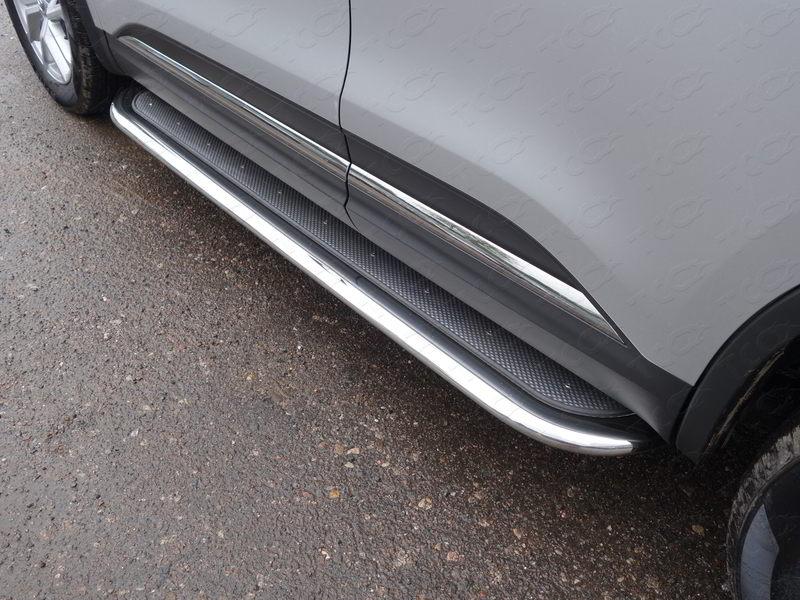 Пороги с площадкой (нерж. лист) 75х42 мм для автомобиля Renault Koleos 2017-, TCC Тюнинг RENKOL17-26