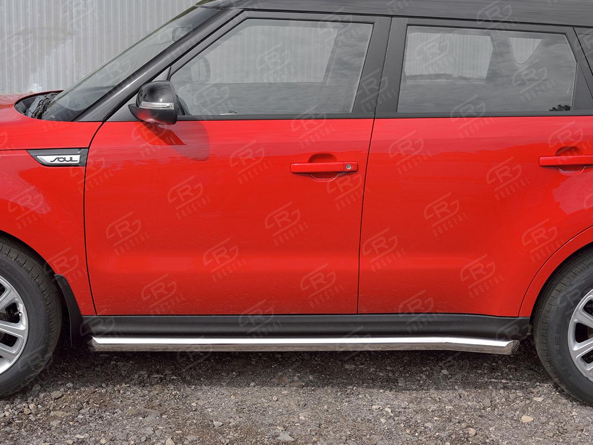 Пороги труба d57 вариант 1 на KIA Soul II 2017, Slitkoff KSOT-0027531