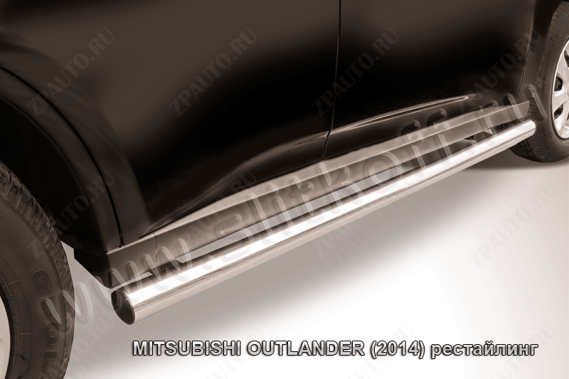 Защита переднего бампера d57 Mitsubishi Outlander (2014-2015) Black Edition, Slitkoff, арт. MOUT14-003BE