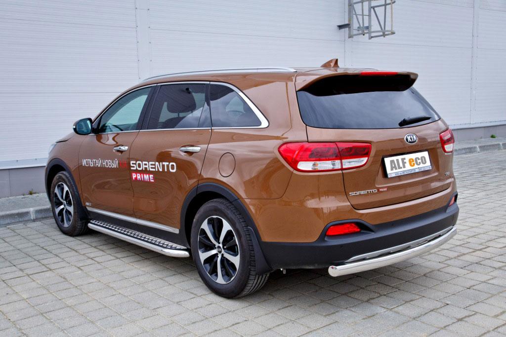Пороги с площадкой D 60,3 (квинтет) для Kia Sorento(Киа Соренто), ALFeco арт. KIASORPRIM-15.05