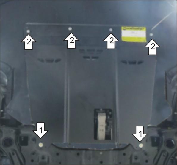 Защита стальная Мотодор (Двигатель, Коробка переключения передач), 2 мм, Сталь для Hyundai Sonata VII 2017-2019 арт. 70914
