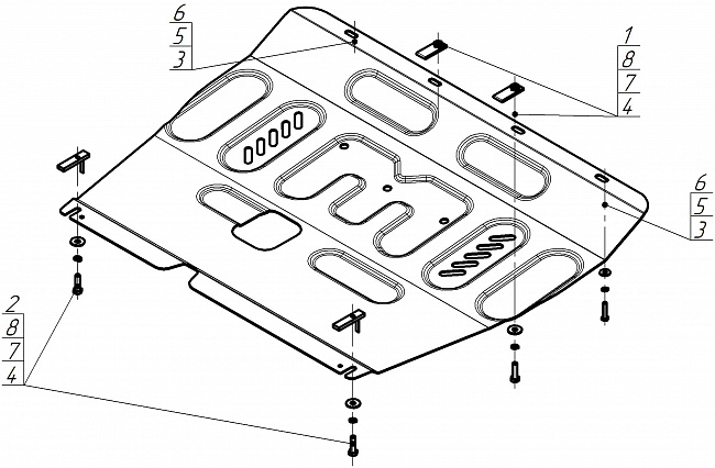 Защита стальная Мотодор (Двигатель, Коробка переключения передач), 2 мм,  Mitsubishi Outlander IV  2022-2024 арт. 71305