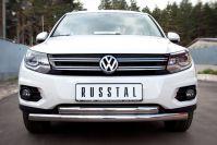 Защита переднего бампера d63/63 для Volkswagen Tiguan Track&Field Track&Style 2011-2016, Руссталь VGZ-000490