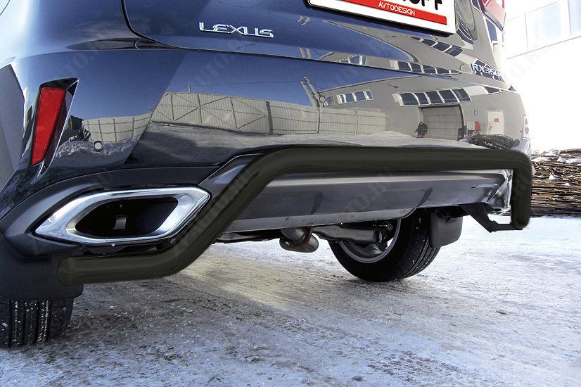 Защита заднего бампера d57 волна черная Lexus RX-350 (2015-2019) , Slitkoff, арт. LRX15-006B