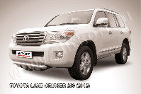 Защита переднего бампера d76 с профильной защитой картера короткая Toyota Land Cruiser 200 (2012-2015) Black Edition, Slitkoff, арт. TLC2-12-002BE