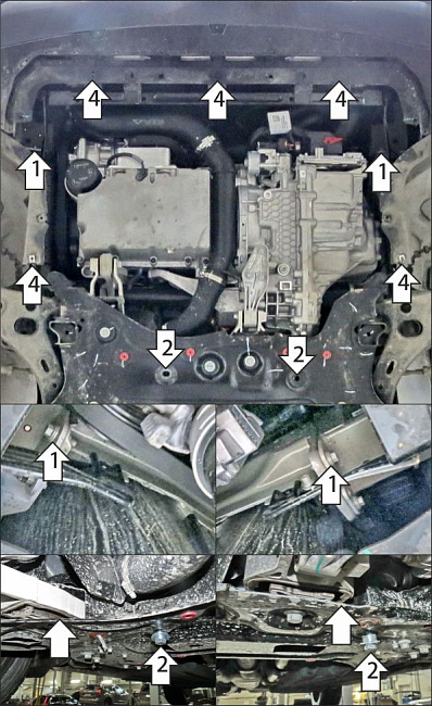 Защита алюминиевая Мотодор (Двигатель, Коробка переключения передач), 4 мм,  Geely Atlas  2024- арт. 344201