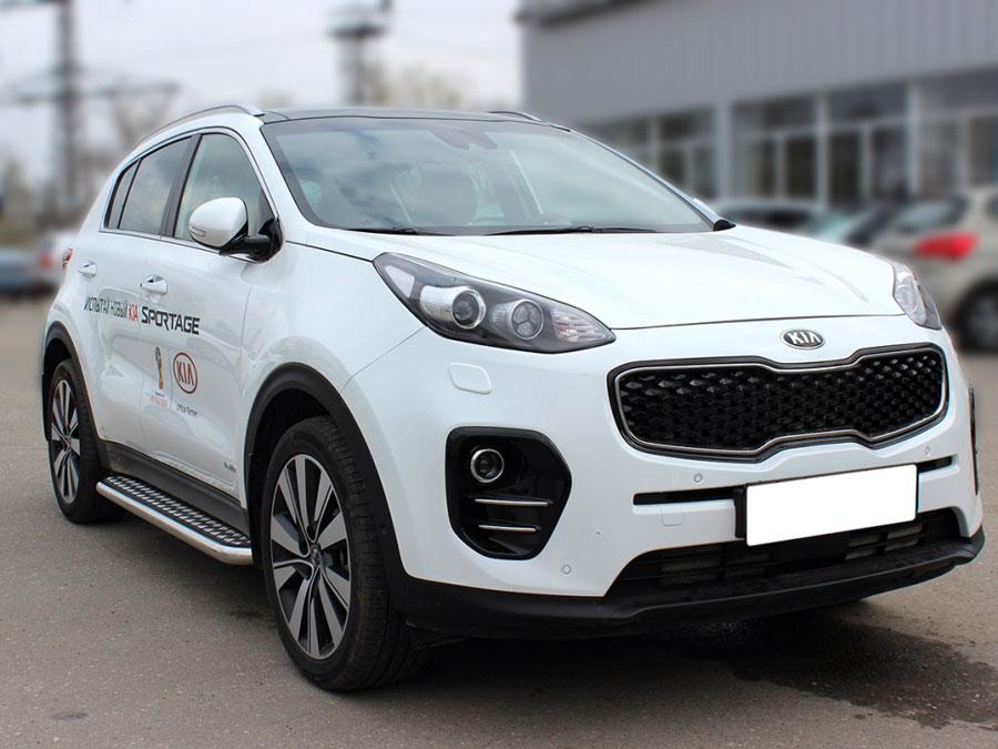 Пороги с листом d53 на KIA Sportage 2016 (Киа Спортейдж 2016), Технотек KSP16_2