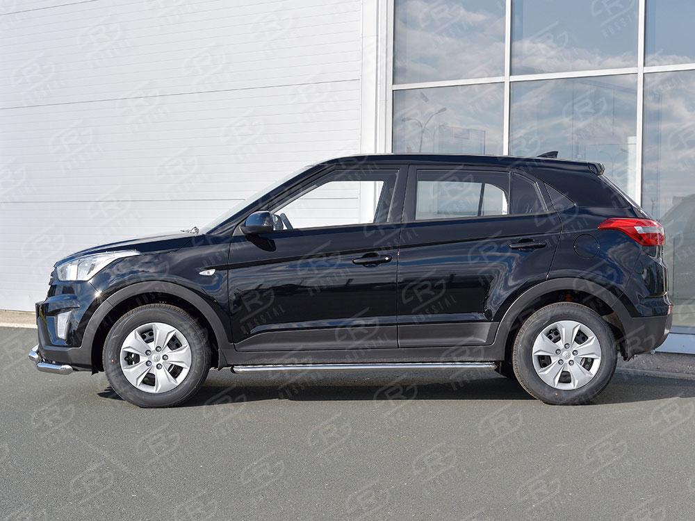 Пороги труба d42 с листом вариант 1 для Hyundai Creta 2016, Slitkoff HCRL-0024251