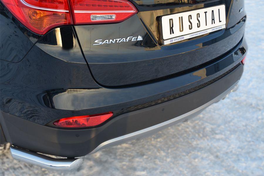 Защита заднего бампера уголки d63 для Hyundai Santa Fe 2012, Руссталь HSFZ-001228