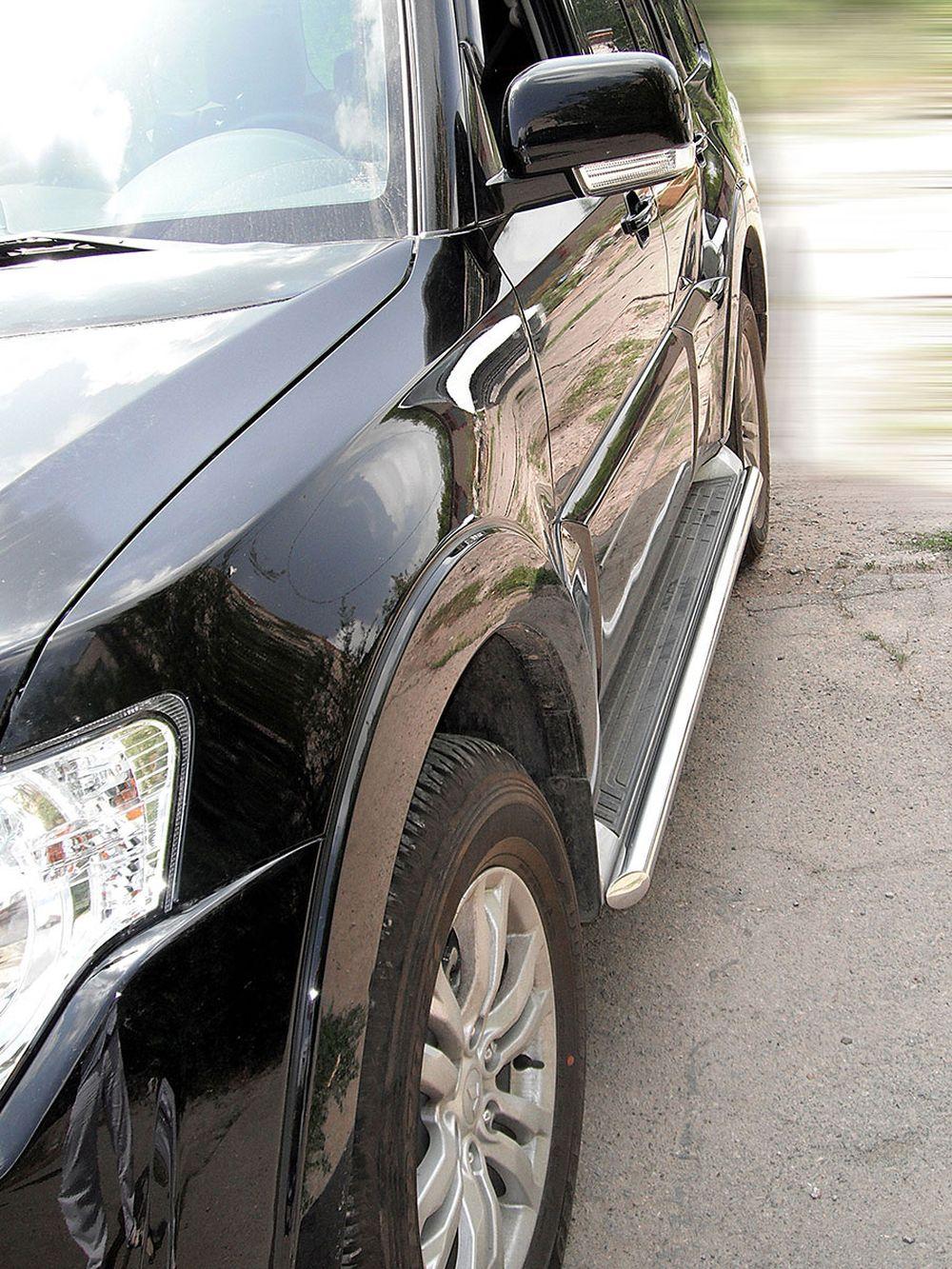 Обвод штатного порога d-53 для Mitsubishi Pajero 4, Технотек MP_3.1