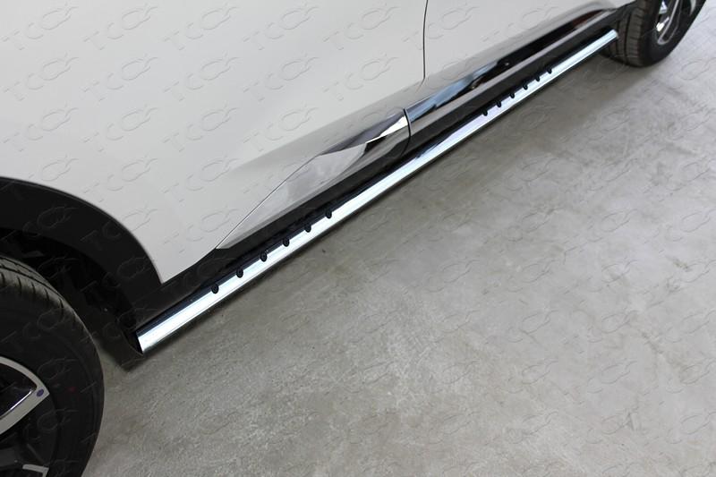 Пороги овальные с проступью 75х42 мм для автомобиля HAVAL F7 2019- (1,5 л., 4WD) TCC Тюнинг арт. HAVF719-27