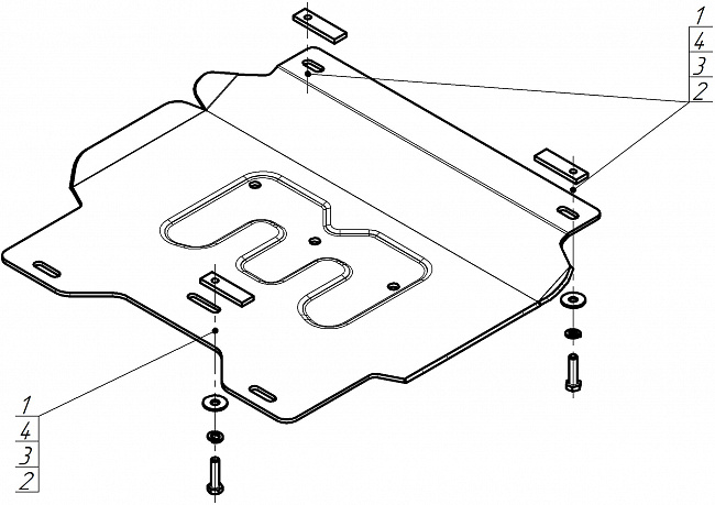Защита алюминиевая Мотодор (Двигатель, Передний дифференциал), 5 мм,  Dodge Ram 1500  2024- арт. 32916