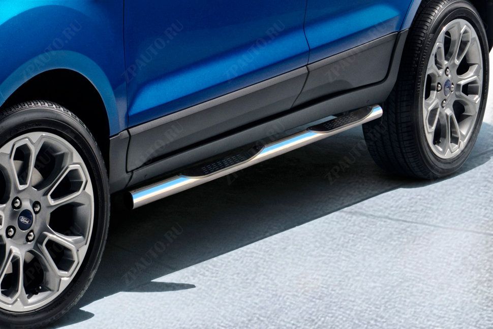 Защита порогов d76 с проступями Ford EcoSport (2017-2023) Black Edition, Slitkoff, арт. FES005BE