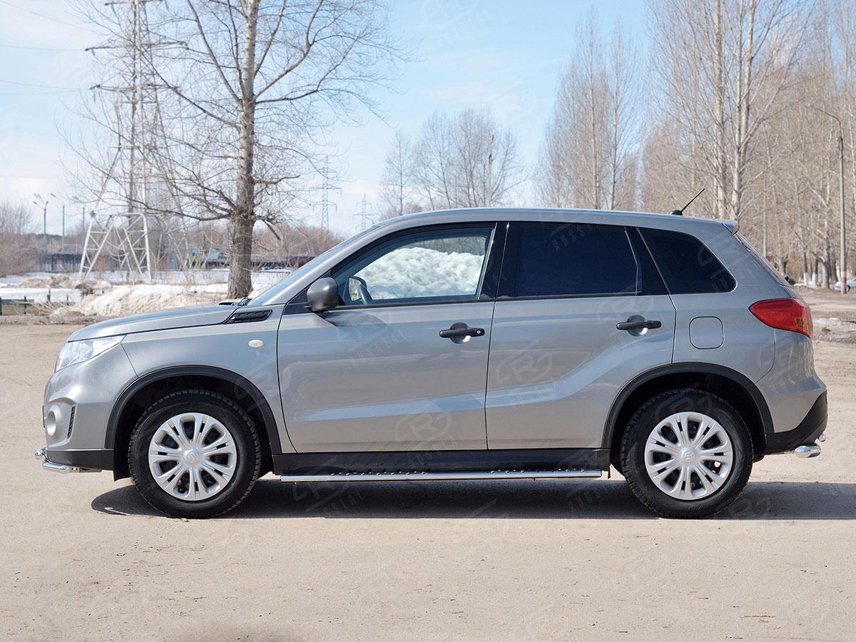 Пороги труба d75х42 овал с проступью Suzuki Vitara 2015, Slitkoff SVO-002641