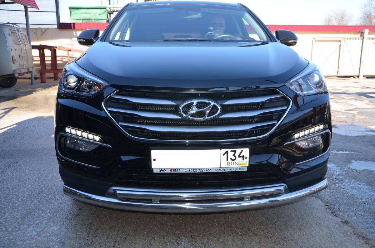 Защита переднего бампера двойная для автомобиля HYUNDAI Santa Fe 2016. HYSF.16.03, Россия