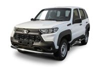 Защита переднего бампера d57 Lada Niva Travel (2020-2023) Black Edition, Slitkoff, арт. NivTR006BE