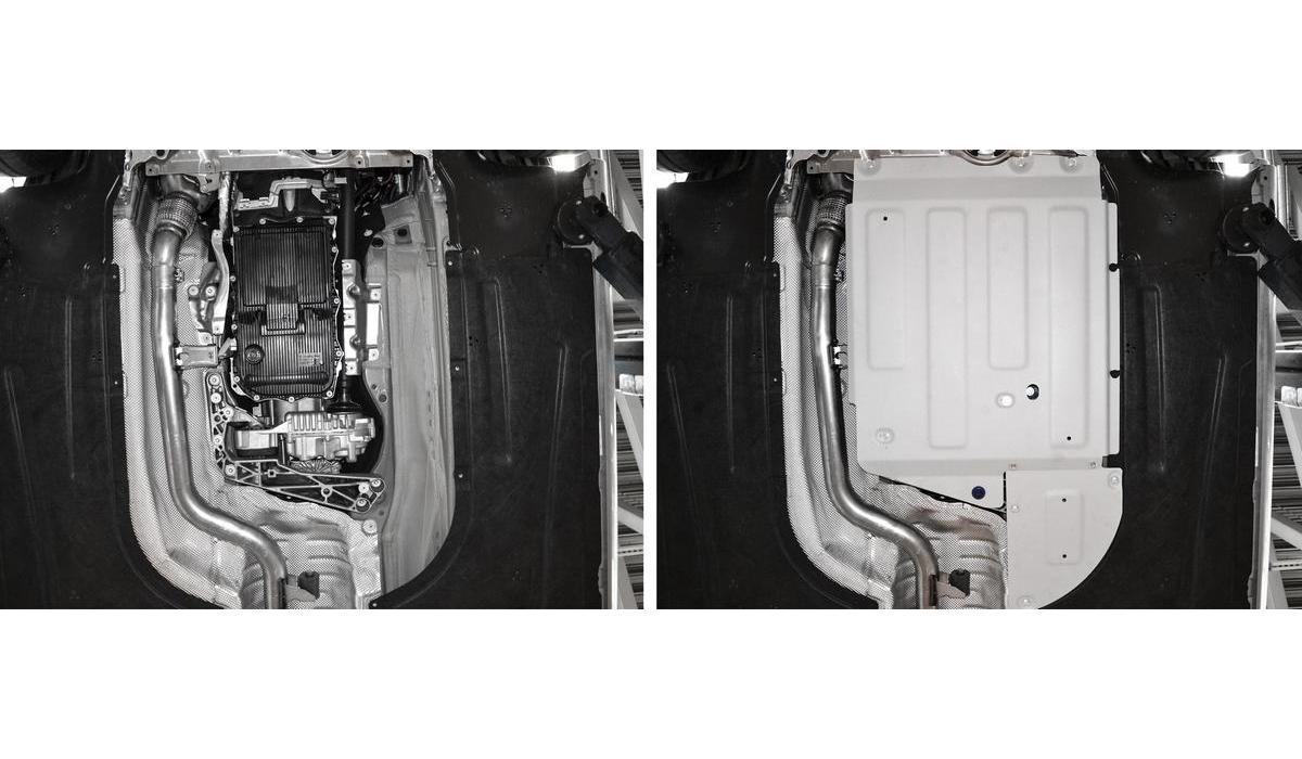 Защита КПП Rival для BMW 3 серия VII 4WD 2018-н.в., штампованная, алюминий 3 мм, с крепежом, 2 части, 333.0537.1