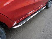 Пороги овальные гнутые с накладкой 75х42 мм для автомобиля Lada XRAY 2016-, TCC Тюнинг LADXRAY16-17