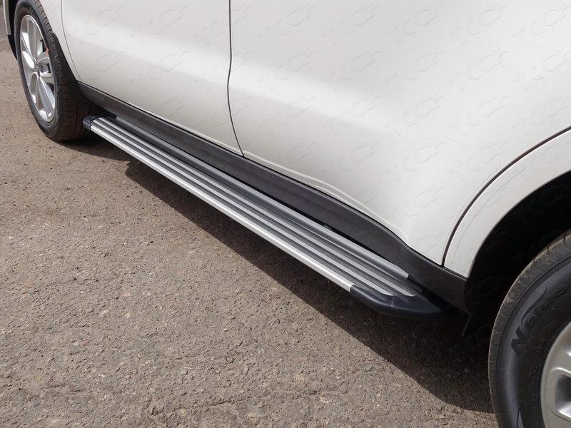 Пороги алюминиевые "Slim Line Silver" 1720 мм для автомобиля Kia Soul 2017-, TCC Тюнинг KIASOUL17-27S