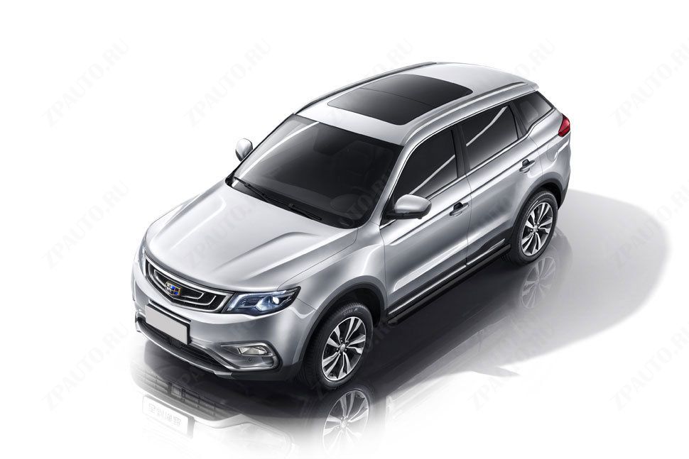 Защита штатного порога d57 черная Geely Atlas (2016-2023) , Slitkoff, арт. GEAT05B
