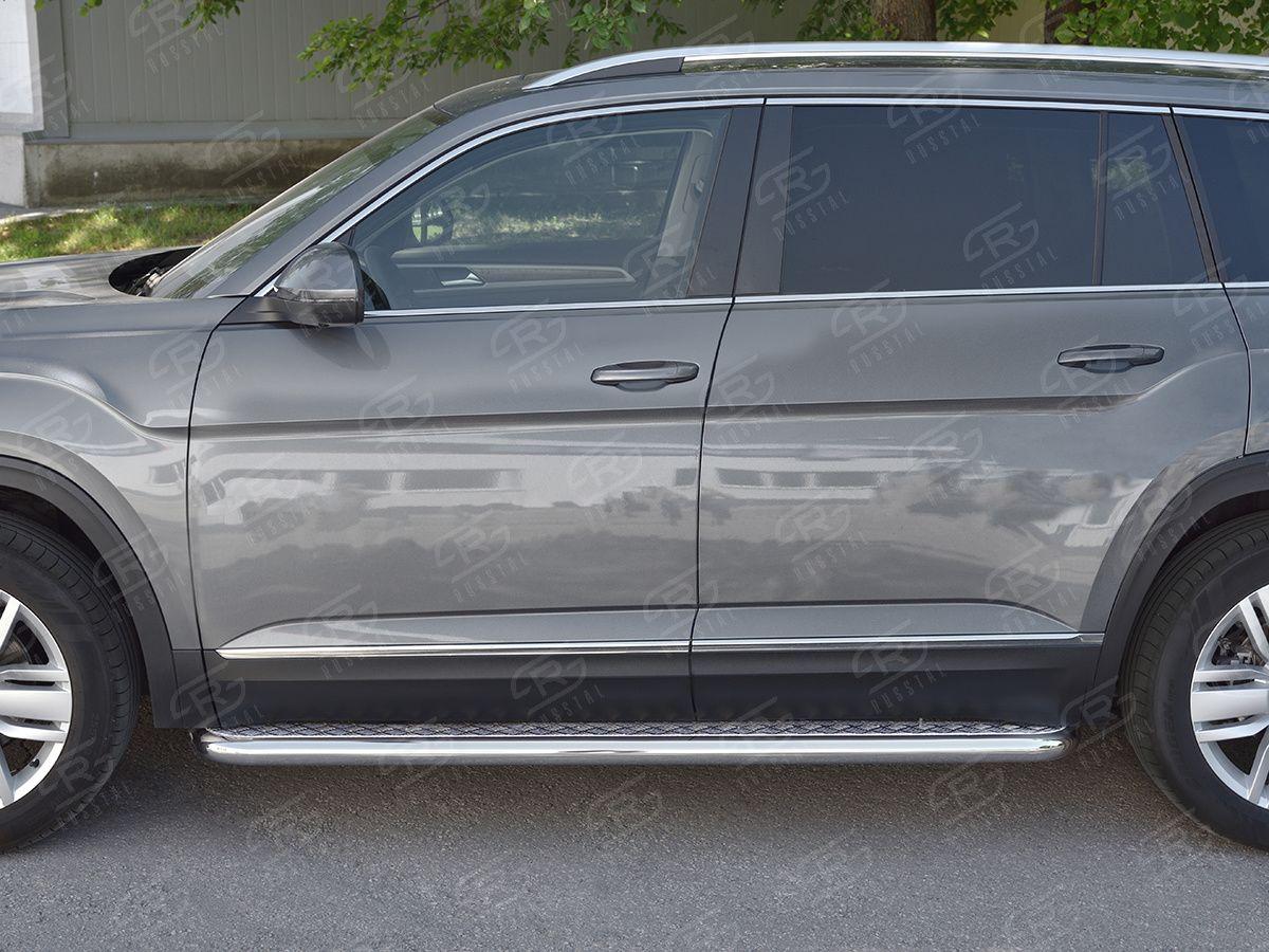 Пороги труба d57 с листом вариант 2 на Volkswagen Teramont 2017, Slitkoff VTML-0029942