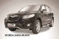 Защита переднего бампера d57 волна Hyundai Santa-Fe (2009-2012) Black Edition, Slitkoff, арт. HSFN001BE