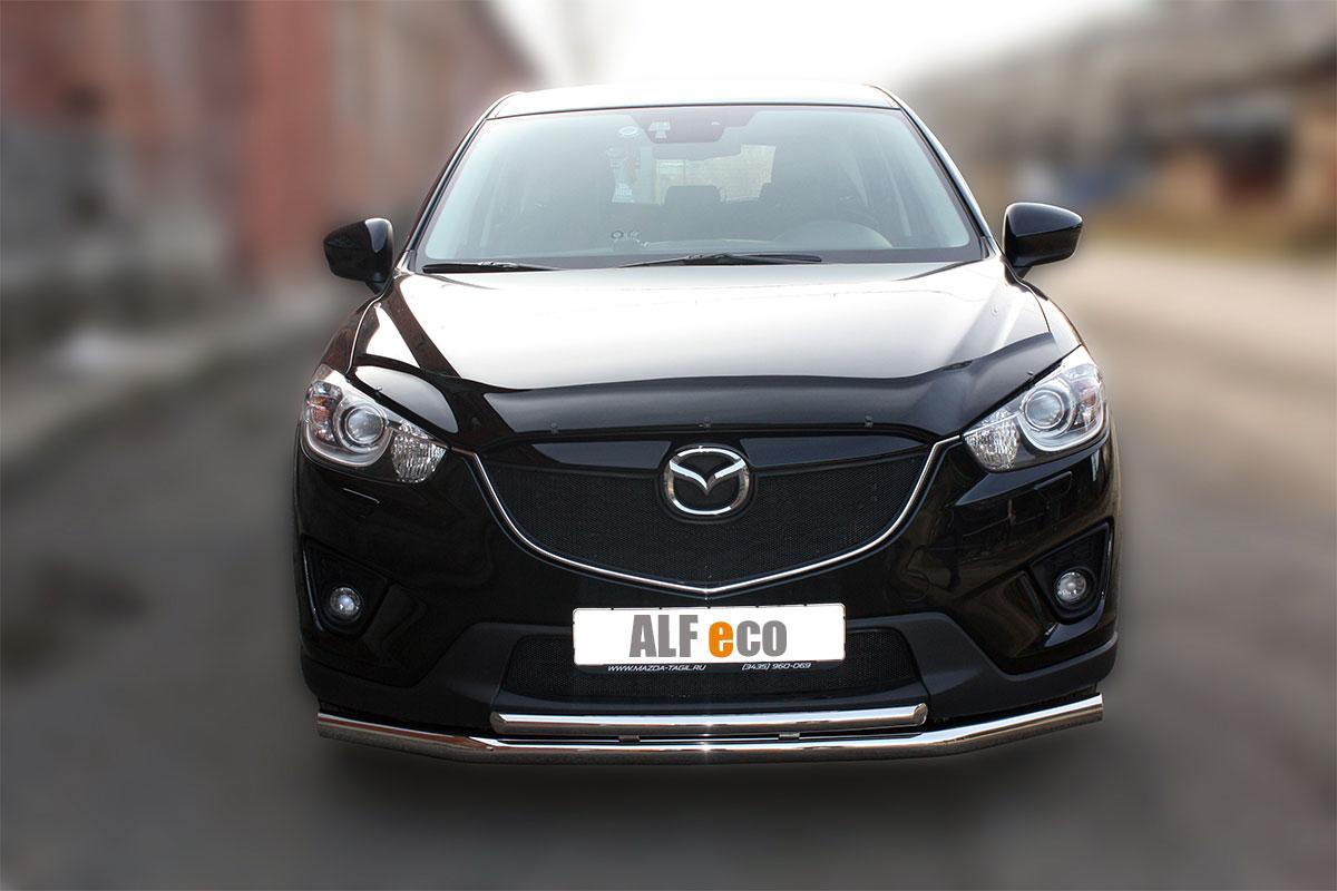 Защита передняя двойная D 60,3/42,4 для Mazda CX-5(Мазда СХ 5), ALFeco арт. CX5-12.04