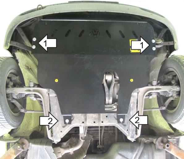 Защита стальная Мотодор (Двигатель, Коробка переключения передач), 3 мм, Сталь для Volkswagen Transporter T4 1990-2003 арт. 12713