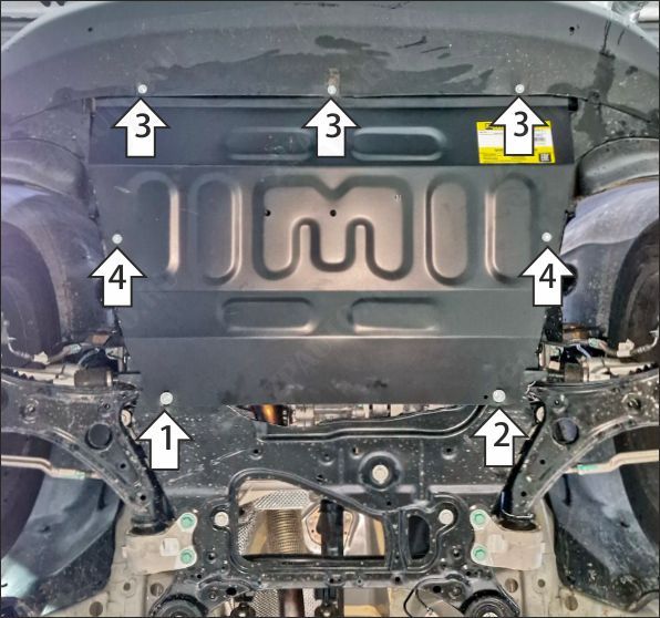 Защита стальная Мотодор (Двигатель,Коробка переключения передач), 2 мм,  Tenet T8  2025- арт. 79017