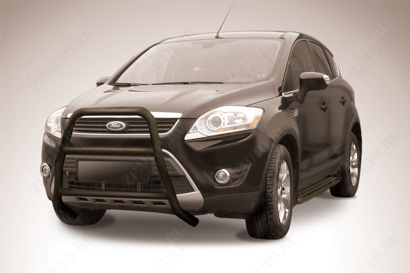 Кенгурятник d57 высокий с двумя перемычками черный Ford Kuga (2008-2013) , Slitkoff, арт. FKG001B