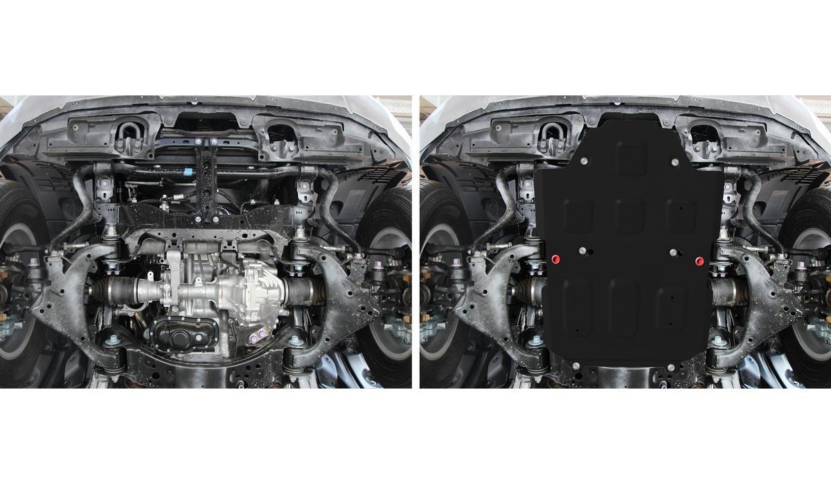 Защита радиатора и картера АвтоБроня для Toyota Land Cruiser 300 (без KDSS) (V - 3.5; 4.0) 2021-н.в., штампованная, сталь 1.8 мм, с крепежом, 111.09551.1