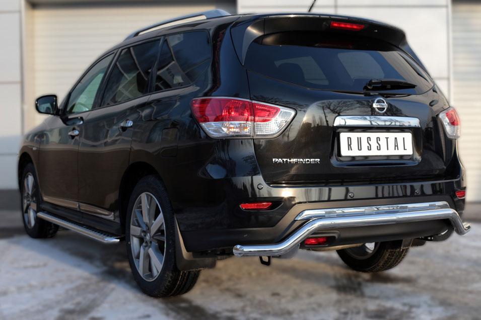 Защита заднего бампера d57 волна для Nissan Pathfinder 2014, Slitkoff NPZ-002027