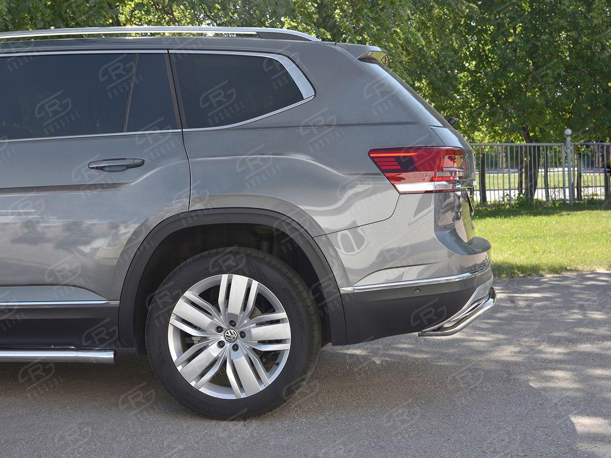 Защита заднего бампера d42 волна на Volkswagen Teramont 2017, Slitkoff VTMZ-002998