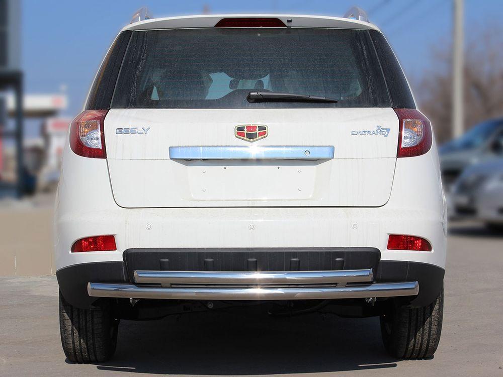 Защита заднего бампера двойная радиусная d-60+53 для Geely Emgrand X7, Технотек GLX7_3.1