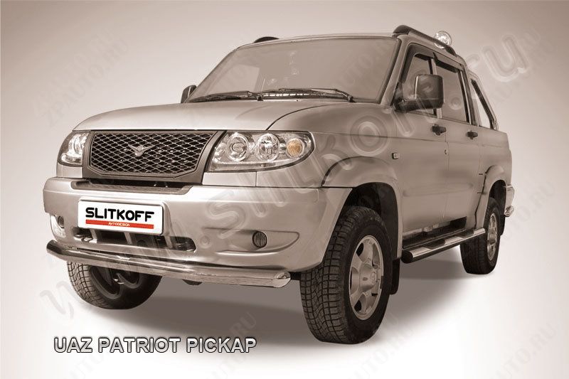 Защита переднего бампера d76 Uaz Pickup (2008-2014) Black Edition, Slitkoff, арт. UPpic002BE